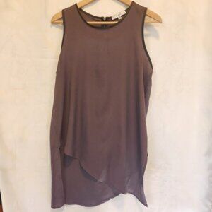 RO&DE Asymmetric Tank Top Women's L Brown Sleeveless Blouse Casual‎ Blouse Flowy